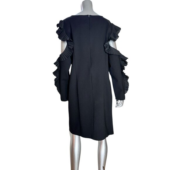Eloquii Black Ruffled Cold-Shoulder Long Sleeve Dress Size 24 - Picture 3 of 10